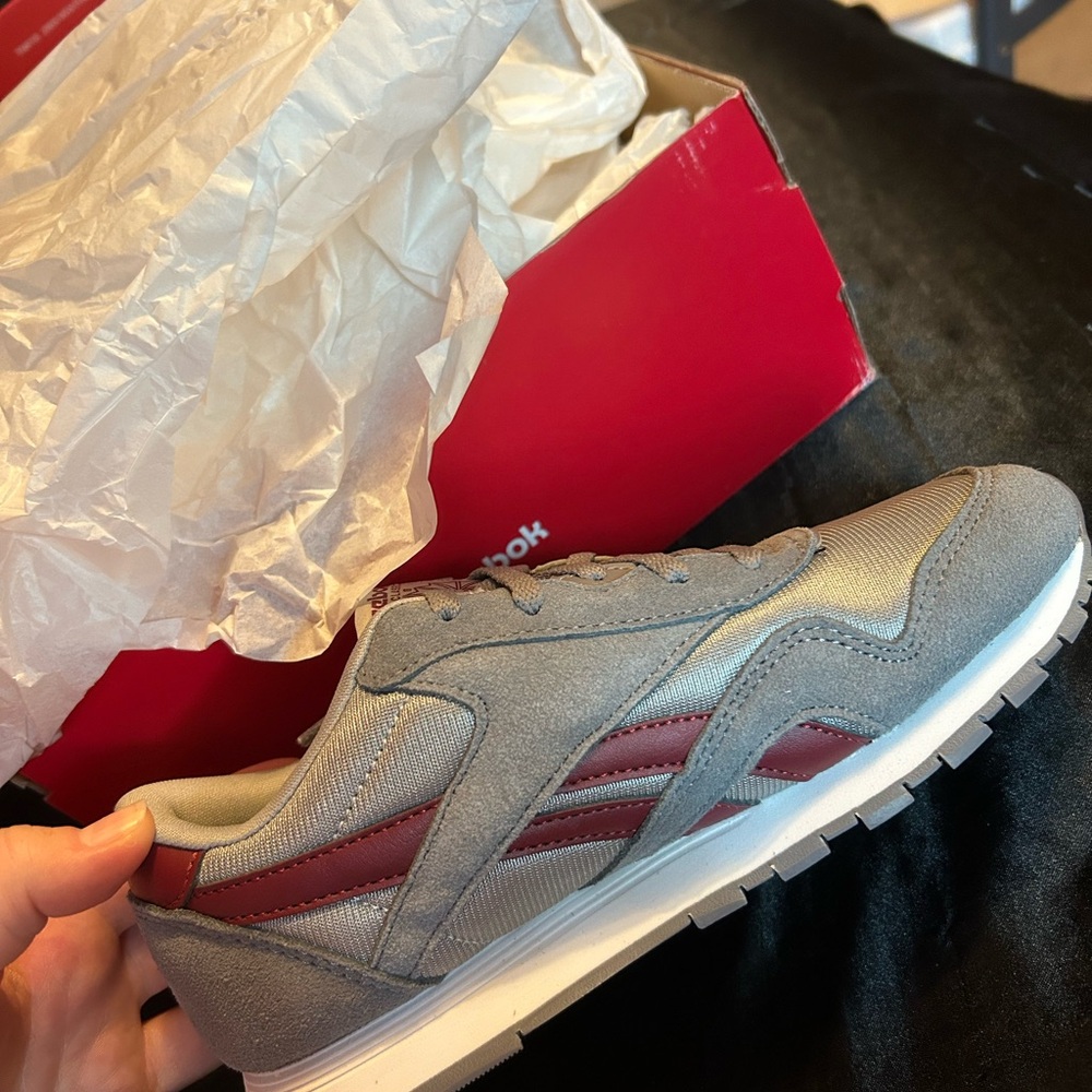 Reebok kids Gray and Red Sneakers